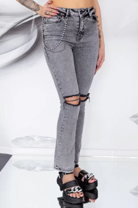 Damskie jeansy 50382 Szary | Fashion
