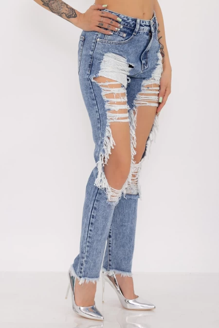 Damskie jeansy TR61050 Niebieski | Farfallina