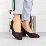 Buty na grubym obcasie B671 Wiśniowy | Fashion