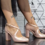 Buty na grubym obcasie 2YXD31A Champagne | Mei