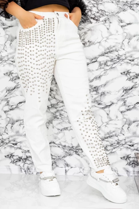 Damskie jeansy PGG-F31185-2 Biały | Farfallina