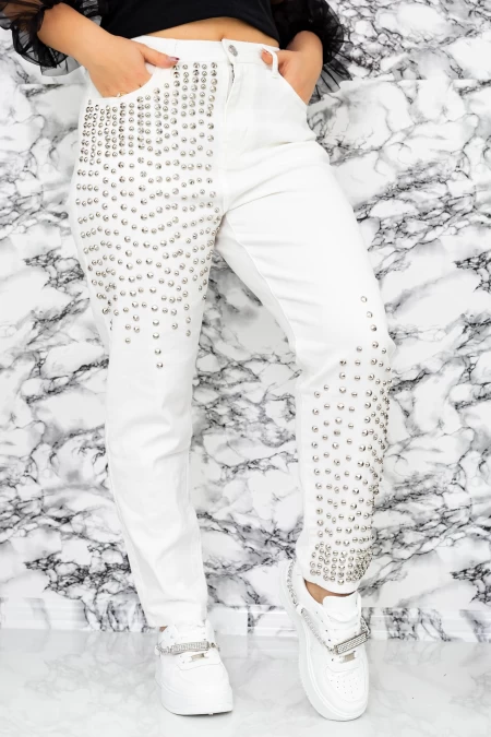 Damskie jeansy PGG-F31185-2 Biały | Farfallina