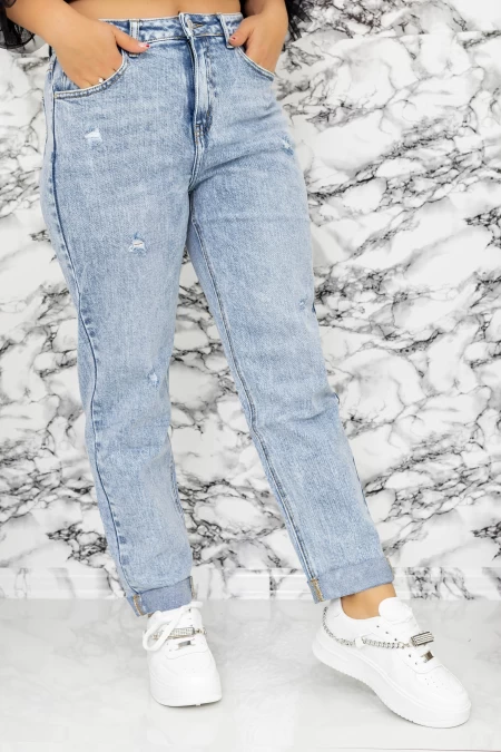 Damskie jeansy H1563 Niebieski | Farfallina