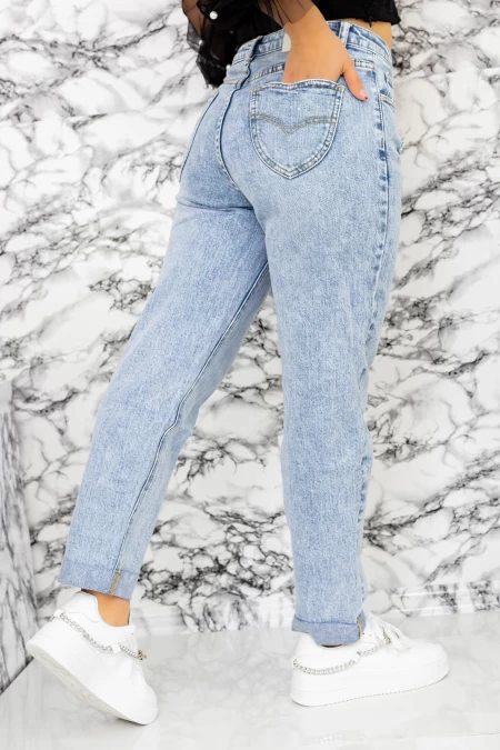 Damskie jeansy H1563 Niebieski | Farfallina