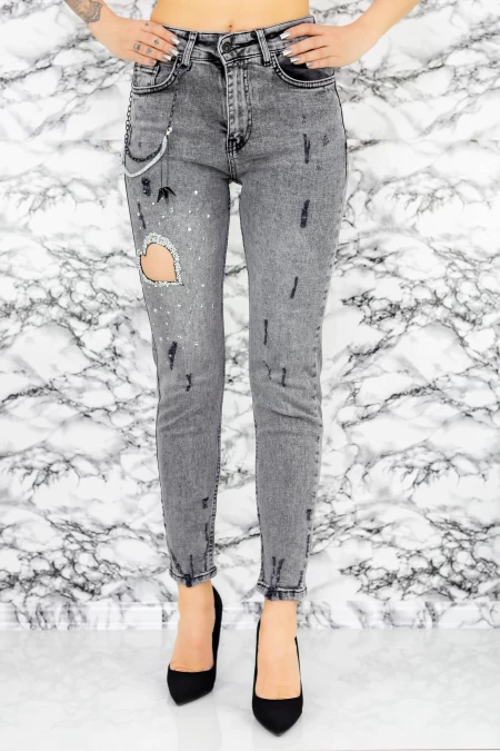 Damskie jeansy 50790 Szary | Fashion