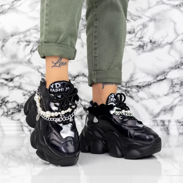 Buty sportowe na platformie 998 Czarny | Mei