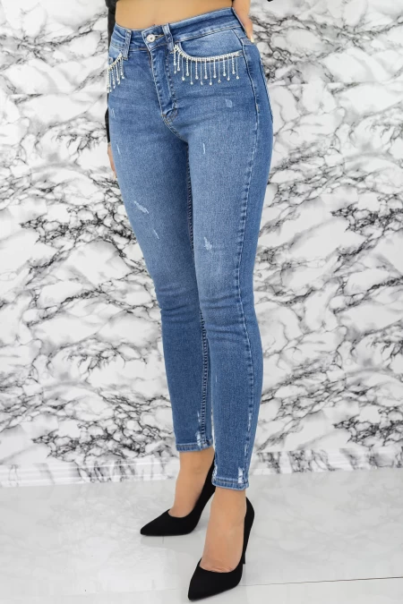 Damskie jeansy 50947 Niebieski | Fashion