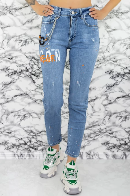 Damskie jeansy 50928 Niebieski | Fashion