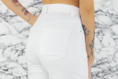 Damskie jeansy KS001-1 Biały | Fashion