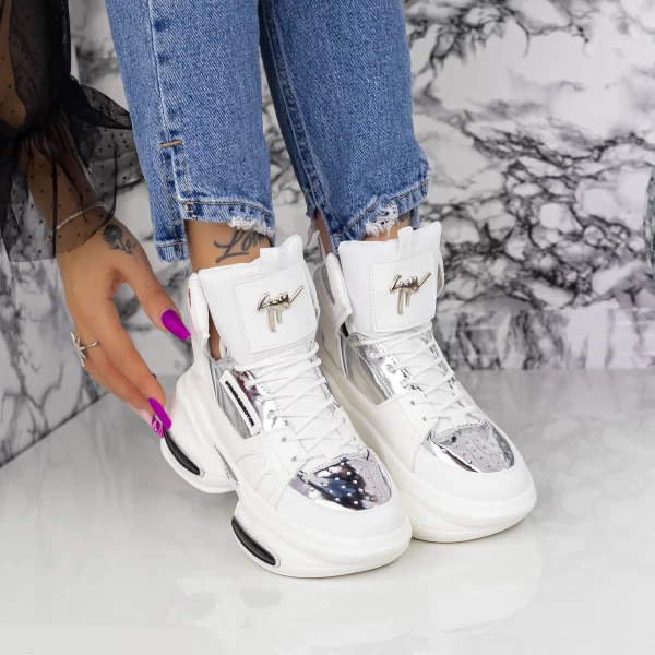 Buty sportowe na platformie K08 Biały | Mei