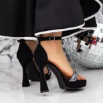 Sandały na cienkim obcasie i platformie 2YXD80 Czarny | Mei