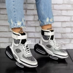 Buty sportowe na platformie M0161-B-1 Czarny-Biały | Seniorah