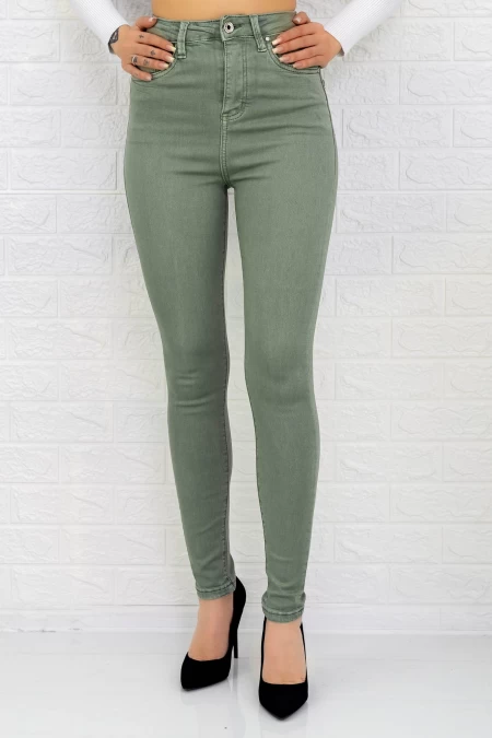 Damskie jeansy M6680-6 Khaki | Mina