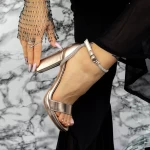 Sandały na grubym obcasie 2XKK57 Champagne | Mei