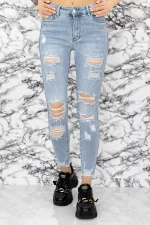 Damskie jeansy S02200-7 Niebieski | Mina