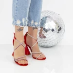 Sandały na grubym obcasie 2BD35 Czerwony | Mei