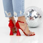 Sandały na grubym obcasie 2BD35 Czerwony | Mei