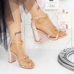 Sandały na grubym obcasie 2XKK117 Champagne | Mei