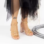 Sandały na grubym obcasie 2XKK117 Champagne | Mei