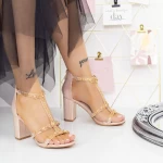 Sandały na grubym obcasie 2XKK117 Champagne | Mei