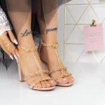 Sandały na grubym obcasie 2XKK117 Champagne | Mei