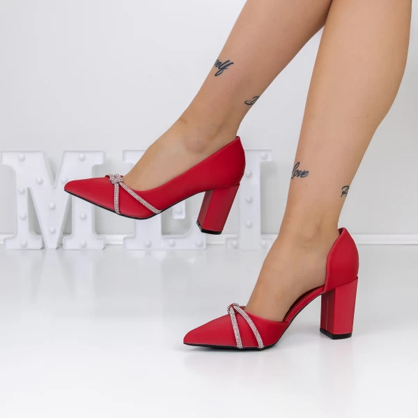 Buty na grubym obcasie 3XKK16 Czerwony | Mei