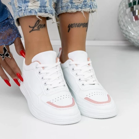 Damskie buty sportowe 955 Biały-Różowy | Fashion