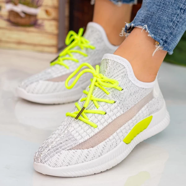 Damskie buty sportowe X2916 Biały-Zielony Fluorescencyjny | Se7en