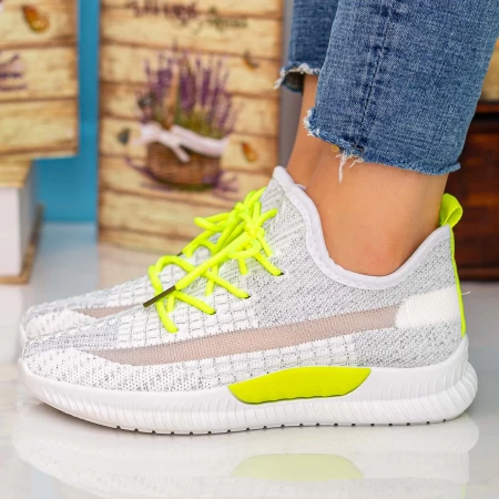 Damskie buty sportowe X2916 Biały-Zielony Fluorescencyjny | Se7en