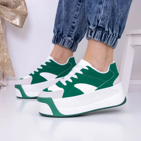 Buty sportowe na platformie 3XJ113 Zielony | Mei