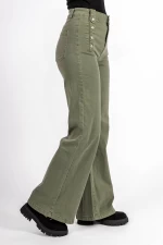 Damskie jeansy HW-81D Khaki | Kikiriki