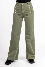 Damskie jeansy HW-81D Khaki | Kikiriki