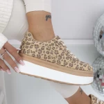 Trampki damskie 3WL198 Beige Leopard | Mei