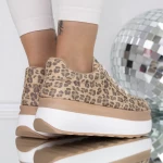 Trampki damskie 3WL198 Beige Leopard | Mei