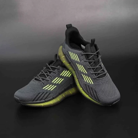 Męskie buty sportowe U0638-5 Ciemnoszary-Zielony Fluorescencyjny | Eumax