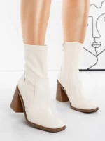 Botine cu Toc Gros 23168-1 WHITE | MIA SHOES