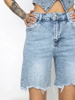 Blugi Scurti Dama GDS1819D ALBASTRU | MINA