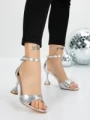 Sandale Dama cu Toc Subtire 5XKK17 SILVER | MEI