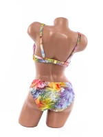 Damska kostium kąpielowy L2219 Pomarańczowy-Fioletowy | Meina