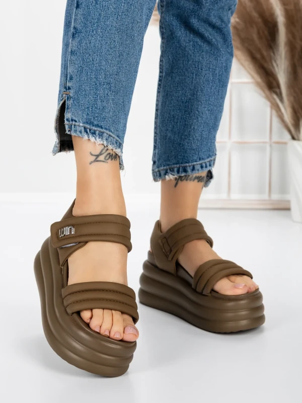 Sandale Dama cu Platforma 8577 BROWN | MEI