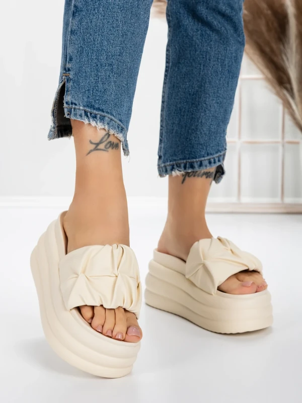 Papuci Dama cu Platforma 8587 BEIGE | MEI