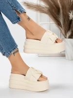 Papuci Dama cu Platforma 8587 BEIGE | MEI