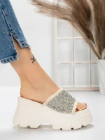 Papuci Dama cu Platforma 3AW286 WHITE | MEI