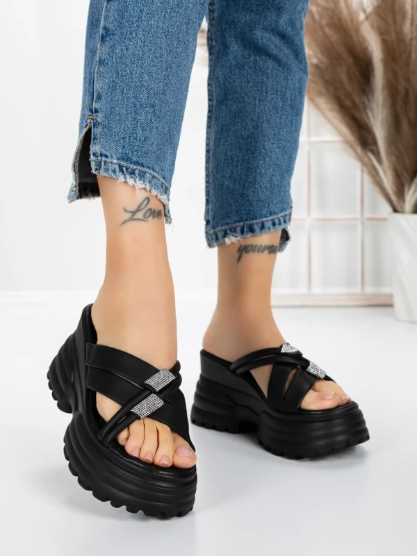 Papuci Dama cu Platforma 3AW321 BLACK | MEI
