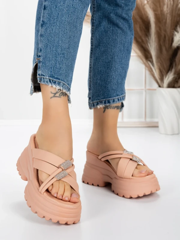 Papuci Dama cu Platforma 3AW321 PINK | MEI