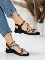 Sandale Dama cu Talpa Joasa 3AW309 BLACK | MEI