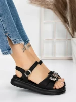 Sandale Dama cu Talpa Joasa 5WL23 BLACK | MEI