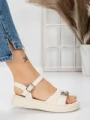 Sandale Dama cu Talpa Joasa 5WL23 BEIGE | MEI