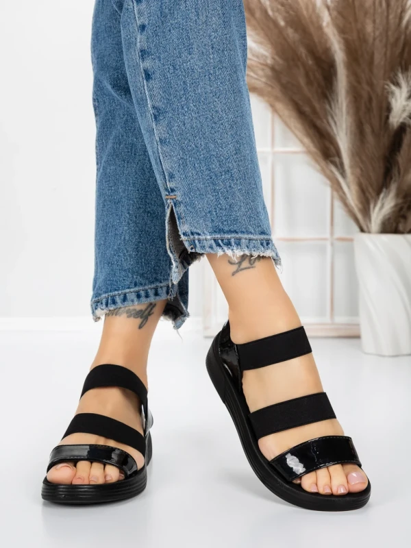 Sandale Dama cu Talpa Joasa 5XJ66 BLACK | MEI