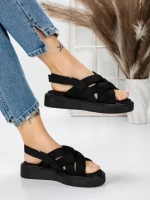 Sandale Dama cu Talpa Joasa 5H17 BLACK | MEI